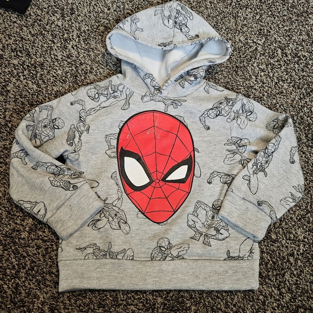 Marvel Spiderman Toddler 3T Gray Hoodie Pullover Sweatshirt